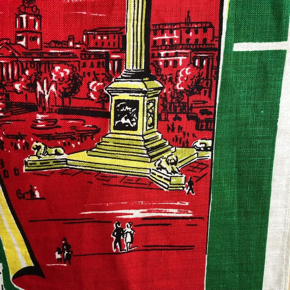London Linen Tea Towel, Vintage England UK Tourist Souvenir